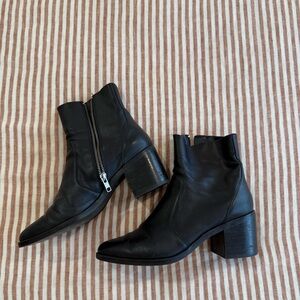 Black Genuine Leather Booties Women's 7 1/2